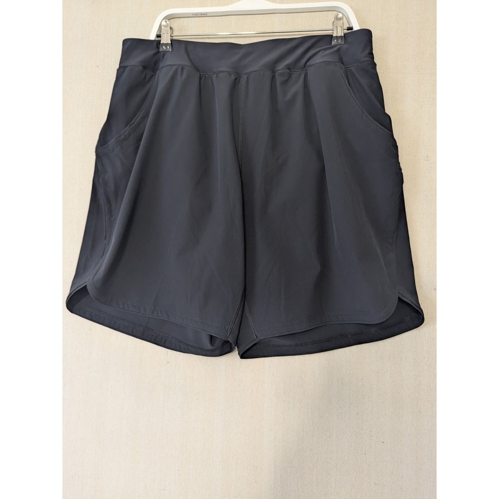 Lands End Active Shorts With Briefs Womens Sz 18W Black Pockets Swim Hiking Gym